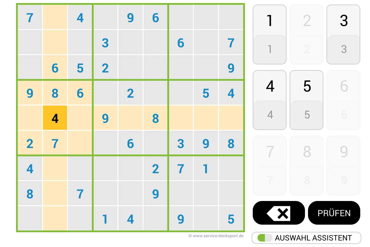 Sudoku Anleitung Schritt 1: Eliminierungsprozess